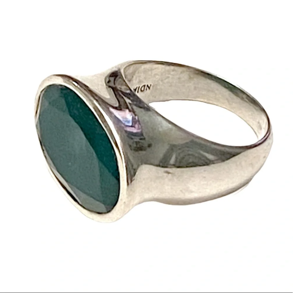 Green Stone Sterling Silver Ring 925 - Picture 3 of 5